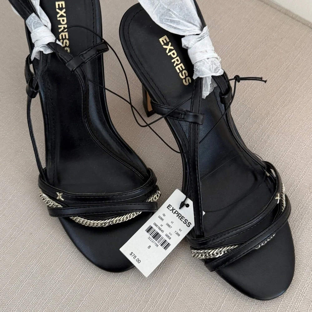 Express Strappy Black Heels - Picture 3 of 4